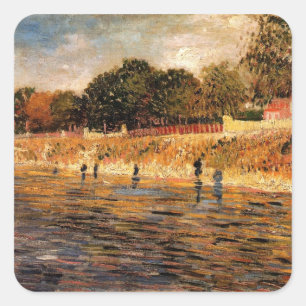 Ufer der Seine von Vincent van Gogh Quadratischer Aufkleber