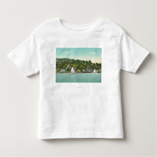 Ufergegend-Ansicht der Stadt, Segel-Boote Kleinkind T-shirt