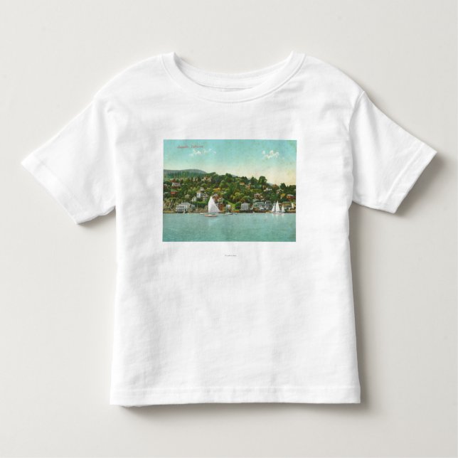 Ufergegend-Ansicht der Stadt, Segel-Boote Kleinkind T-shirt (Vorderseite)