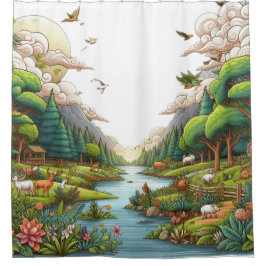 Ufergesteine und Wasserduschvorhang Duschvorhang