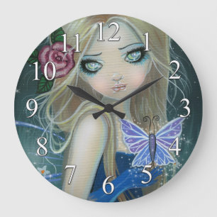 Uferschnecken-Schmetterlings-Fee-Fantasy-Kunst-Wan Große Wanduhr