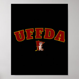 Uff-da Minnesota State Map Hockey Logo Grafik Mn  Poster