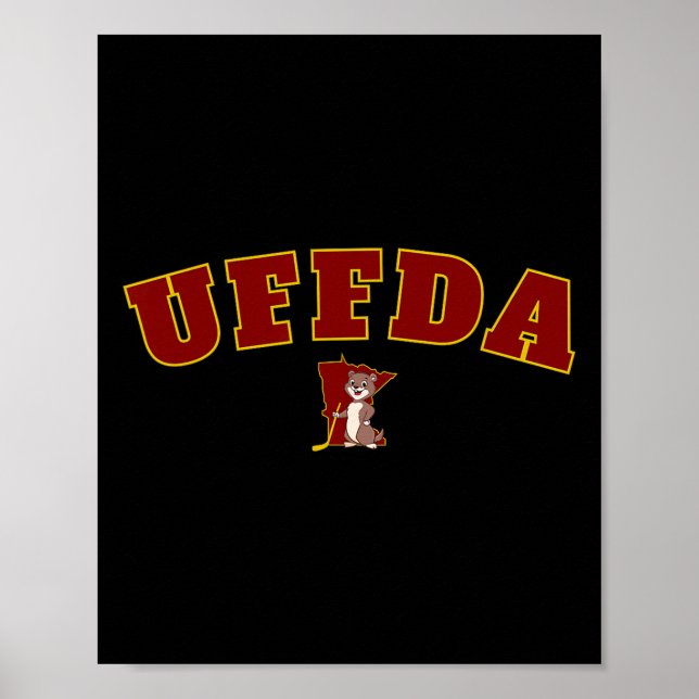Uff-da Minnesota State Map Hockey Logo Grafik Mn  Poster (Vorne)
