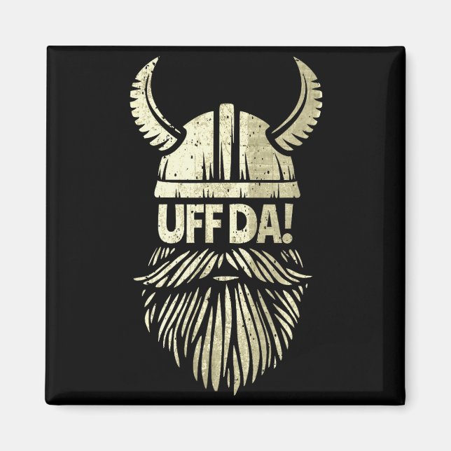 Uff Da Norwegian Quote Scandinavian Viking Helmet  Magnet (Vorne)