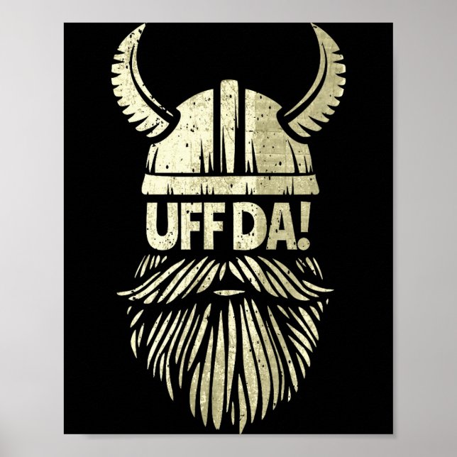 Uff Da Norwegian Quote Scandinavian Viking Helmet  Poster (Vorne)