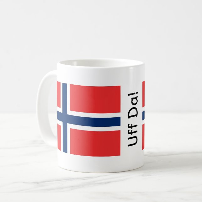 Uff Da Norwegischer Becher Kaffeetasse (Vorderseite Links)