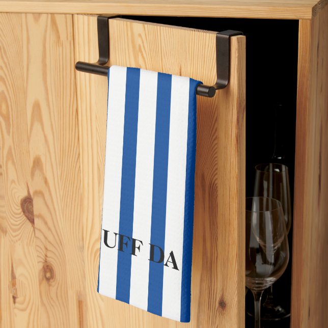 Uff Da Royal Blue Stripe Küchenhandtücher Geschirrtuch (Drittel gefaltet)