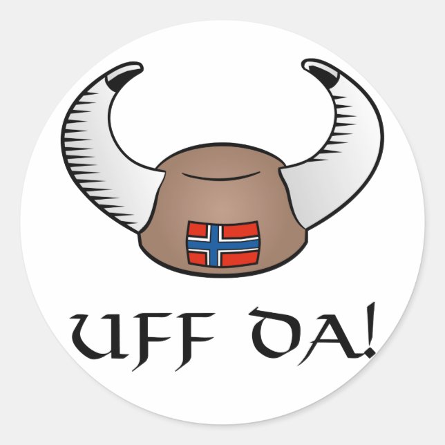Uff Da! Viking Hat Runder Aufkleber (Vorderseite)