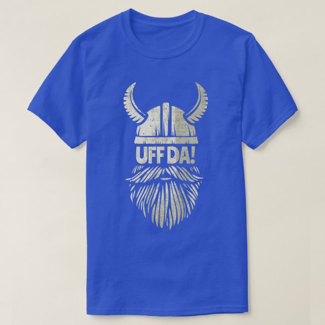 Uff Da Viking Helmet Funny Beard Skandinavier Myth T-Shirt (Design vorne)