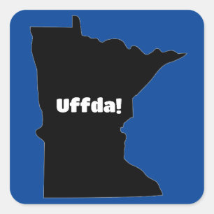 Uffda Minnesota Silhouette –  Mittlerer Westen Hum Quadratischer Aufkleber