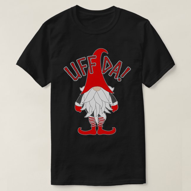 UffDa Nordic Gnome Scandinavian Tomte Artic Nisse T-Shirt (Design vorne)