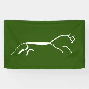 Uffington White Pferd uraltes Geoglyph-Symbol engl Banner