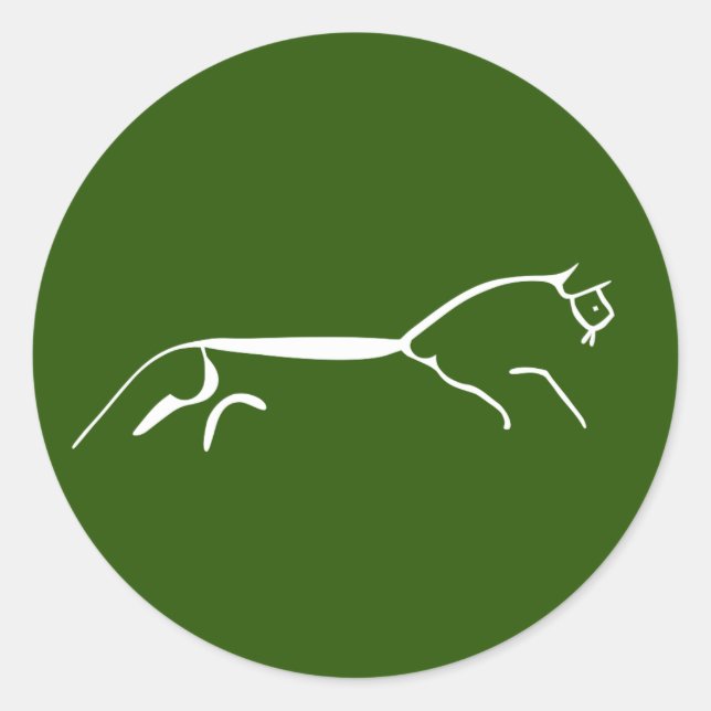 Uffington White Pferd uraltes Geoglyph-Symbol engl Runder Aufkleber (Vorderseite)