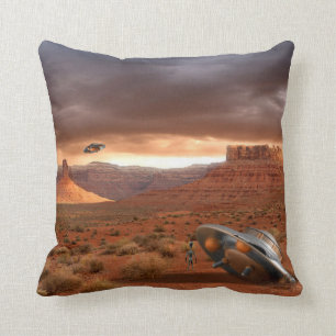 UFO-Abbruch in der Wüste mit dem alien, das Kissen