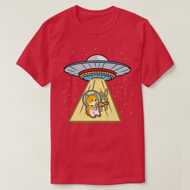 Ufo Abduction Corgi Astronaut Violin T-Shirt (Design vorne)