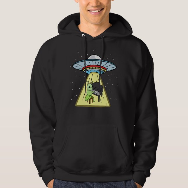 Ufo Abduction Grasshopper Piano Player Hoodie (Vorderseite)
