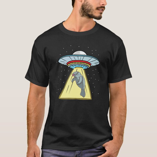 Ufo Abduction Manatee Sea Animal T-Shirt (Vorderseite)