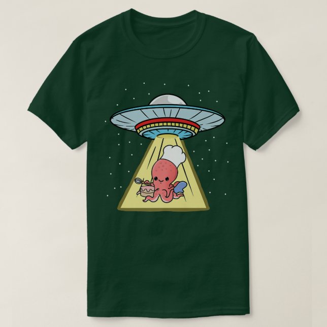 Ufo Abduction Octopus Baking T-Shirt (Design vorne)