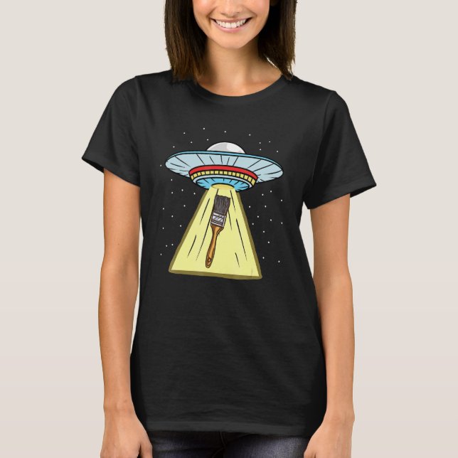 Ufo Abduction Paint Brush Painter T-Shirt (Vorderseite)