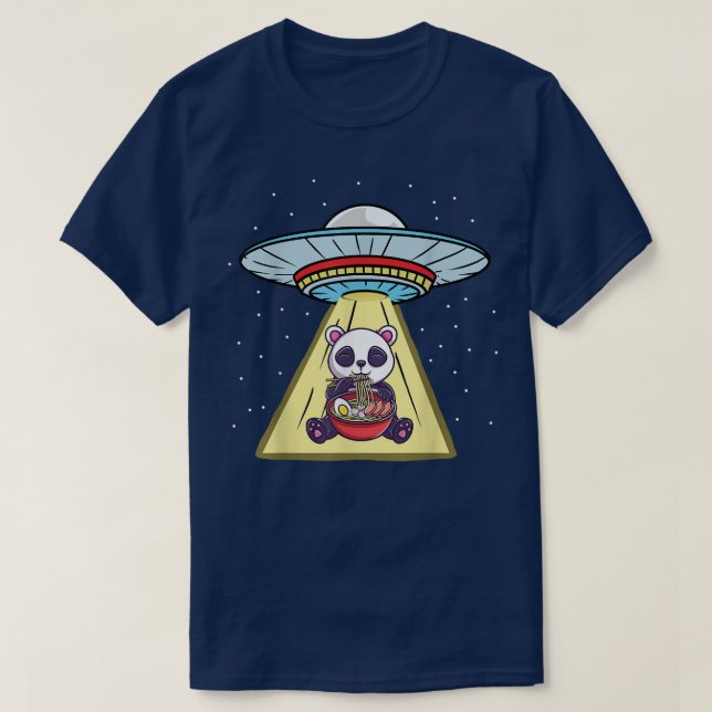 Ufo Abduction Panda Ramen Noodles T-Shirt (Design vorne)