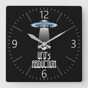 UFO Abduktion Quadratische Wanduhr