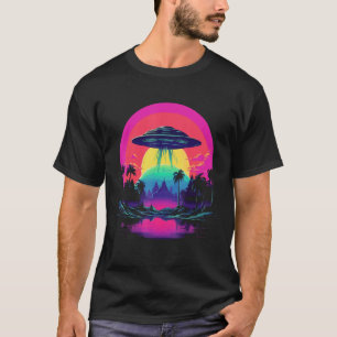 UFO Alien 80er Vaporwave Synthwave Retrowave Ästh T-Shirt