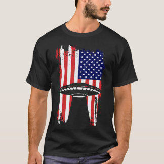 Ufo Alien Abduction 4th of July Gift USA Flag Alie T-Shirt