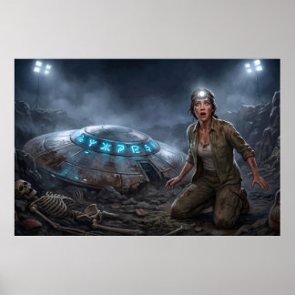 UFO-Alien-Archeologe Grabungsstätte Paranormal Poster