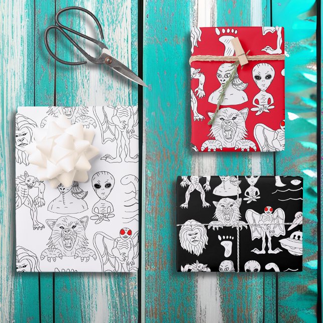 UFO, Alien, Bigfoot, Mothman, Dogman, Cryptids Geschenkpapier Set (Von Creator hochgeladen)