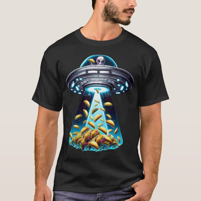 Ufo Alien Eating Tacos Taco Lover Funny T-Shirt (Vorderseite)