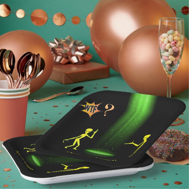 UFO Alien Entführung 👽 Sind wir verloren? WACHSTU Pappteller (Multi)