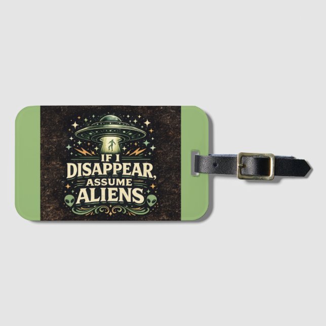 UFO-Alien-Entführungs-Humor Gepäckanhänger (Vorderseite (Horizontal))