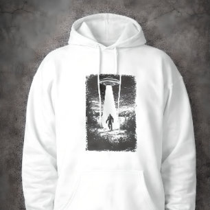 UFO-Alien-Entführungsstrahl-Silhouette Sci-Fi-Myst Hoodie