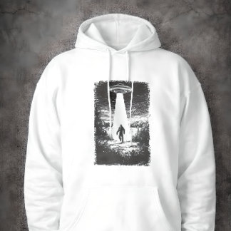UFO-Alien-Entführungsstrahl-Silhouette Sci-Fi-Myst Hoodie