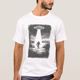 UFO-Alien-Entführungsstrahl-Silhouette-Sci-Fi-Myst T-Shirt