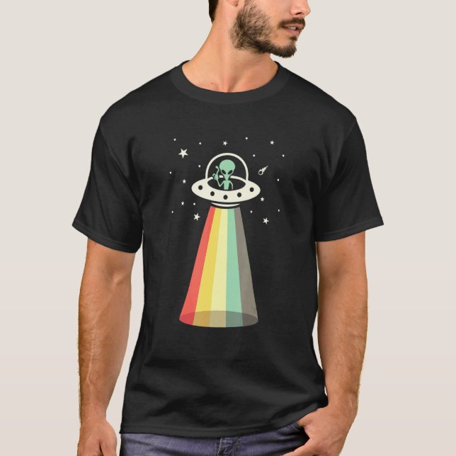 Ufo Alien Galaxy Retro Science Fiction T-Shirt (Vorderseite)