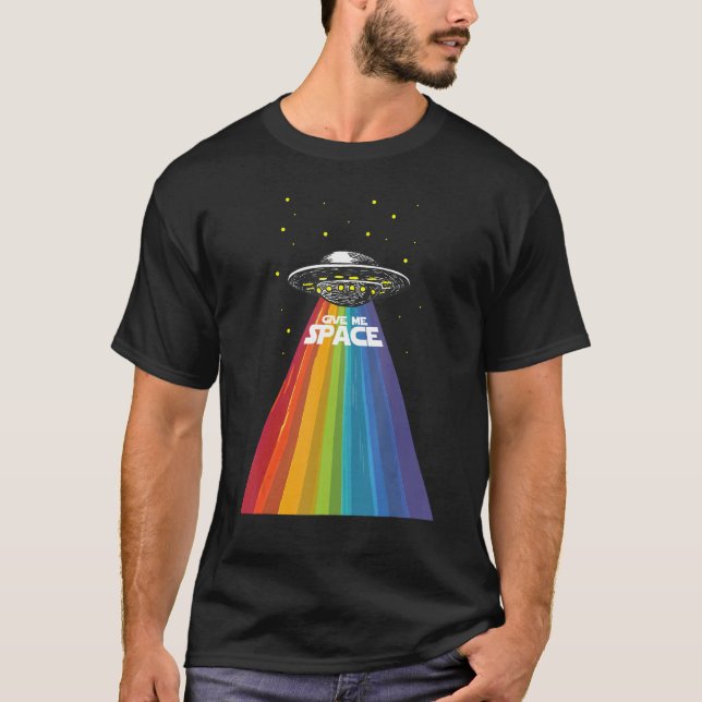 Ufo Alien Gay Pride Rainbow Space Ship Funny Lgbt T-Shirt (Vorderseite)