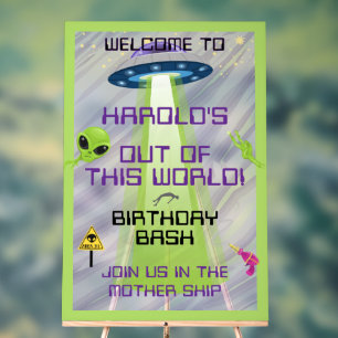UFO-Alien-Geburtstagsgruß für jedes Alter Acrylschild