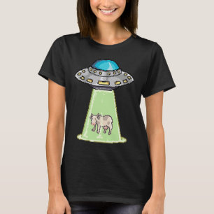 Ufo Alien nimmt Kuh Retro Pixel T-Shirt