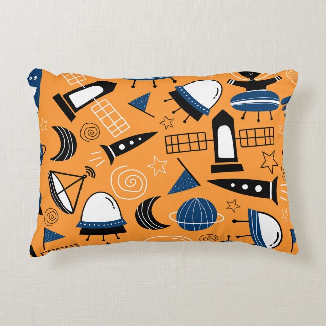 UFO-Alien, Raumschiffe, Kindermuster Dekokissen (Vorderseite)
