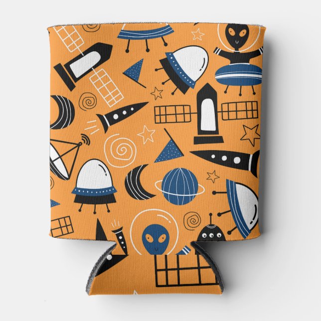 UFO-Alien, Raumschiffe, Kindermuster Dosenkühler (Vorderseite)