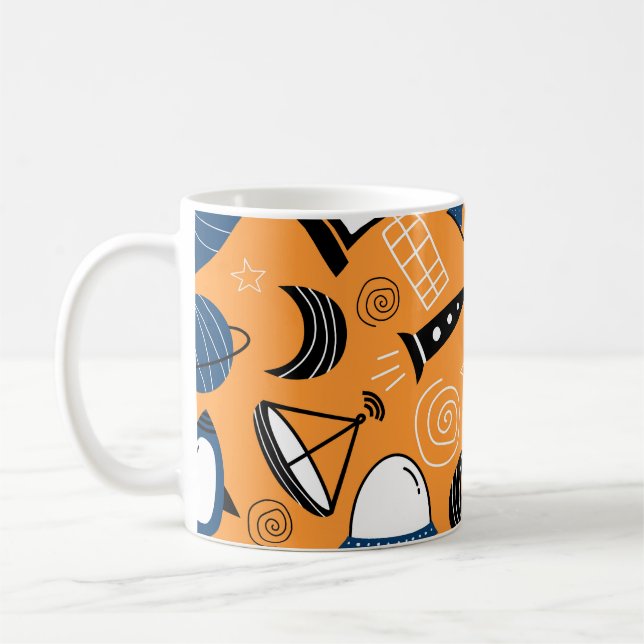UFO-Alien, Raumschiffe, Kindermuster Kaffeetasse (Links)
