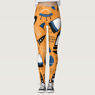 UFO-Alien, Raumschiffe, Kindermuster Leggings