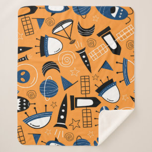 UFO-Alien, Raumschiffe, Kindermuster Sherpadecke