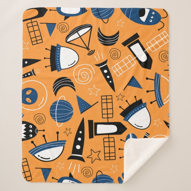 UFO-Alien, Raumschiffe, Kindermuster Sherpadecke (Vorderseite)