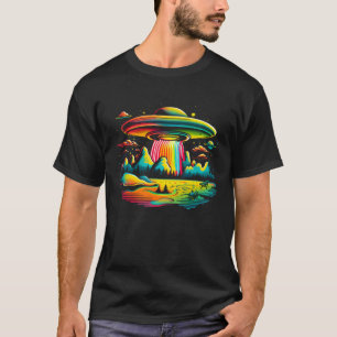 UFO-Alien-Retro-Helle-Bergsee-Camping-Besuch T-Shirt