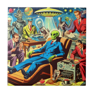 Ufo Alien Sci-fi Retro Comic Fliese