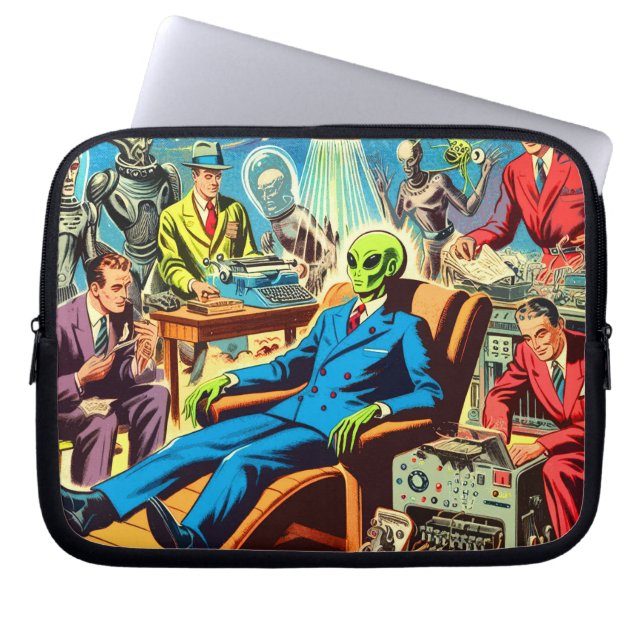 Ufo Alien Sci-fi Retro Comic Laptopschutzhülle (Vorderseite)