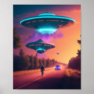 UFO Alien Space Digital Posters & Wall Art Poster