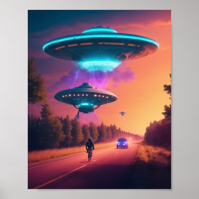 UFO Alien Space Digital Posters & Wall Art Poster (Vorne)